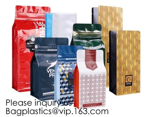 Coffee bean bag air valve kraft paper octagonal sealing aluminum foil self-supporting k bag custom coffee packagin