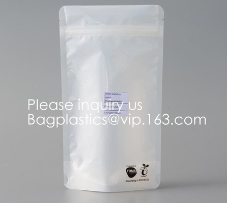 BIODEGRADABLE COMPOSTABLE, PLA, CORN STARCH PLA Stand Up Pouch Zipper Bag , Zipper Bag For Food, ECO FIRNEDLY, GREEN PAC