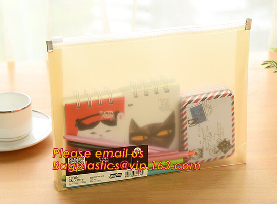 Cheap promotional clear zip lock waterproofe plastic pvc zipper file folder bag