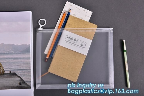 plastic Zippered Envelope k Waterproof PP Bags Seamless Slider Closure Storage Pouch for A4 Paper,Magazine,Memo