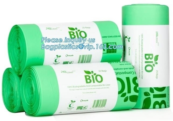 Biodegradable & Compostable Transparent Poly Flat Bags On Roll With Paper Core For Supermarket, Food Waste Caddy Liner