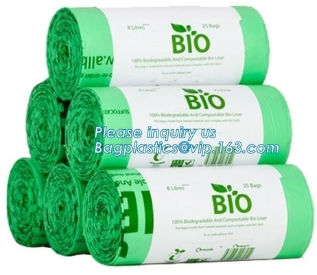 Biodegradable & Compostable Transparent Poly Flat Bags On Roll With Paper Core For Supermarket, Food Waste Caddy Liner