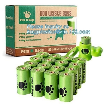 Eco Friendly Epi Biodegradable Dog Poop Bags On Roll, Cornstarch Based Eco Compostable Dog Poop Pick Bag - 4Refill Rolls