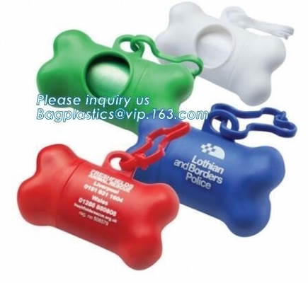 Easy Tie Handles Portable 15Rolls Bag Custom Logo Environment Friendly Bone Shape Dispenser Pet Puppy Cat Dog Poop Bag