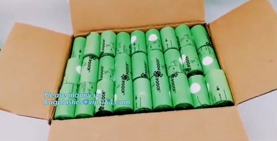 Biodegradable Plastic Dog Pet Waste Poop Bags, Unscented Dog Poop Waste Bags With Tie Handles, Custom Printed Pet Clean