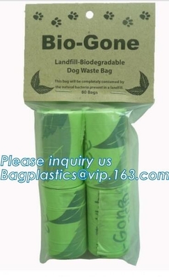 Biodegradable Plastic Dog Pet Waste Poop Bags, Unscented Dog Poop Waste Bags With Tie Handles, Custom Printed Pet Clean