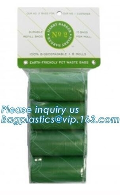Biodegradable Plastic Dog Pet Waste Poop Bags, Unscented Dog Poop Waste Bags With Tie Handles, Custom Printed Pet Clean