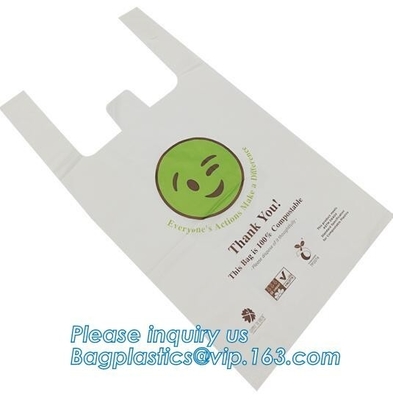 Eco pack Drawstring Wastebasket Bin Liners Bags Biodegradable Compostable Vest Shopping Bags For Vegetables And Fruits