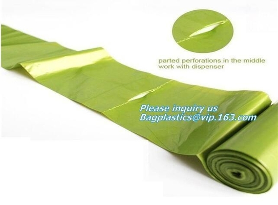 Plastarch Disposable PE Gloves Dog Poop Picker Bags Plastic Cleaning Gloves, Bags On Roll With Dispenser And Leash Clip