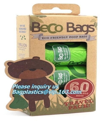 Earth-Friendly Dog 100% Compostable Bags For Poop,4Refill Rolls,60Bags Total, Pet Dog Waste Poop Plastic Garbage Bag 100