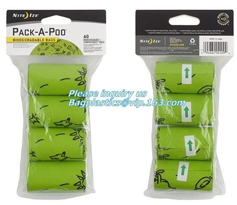 Earth-Friendly Dog 100% Compostable Bags For Poop,4Refill Rolls,60Bags Total, Pet Dog Waste Poop Plastic Garbage Bag 100