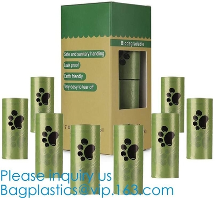 Cornstarch 100% Compostable Biodegradable Dog Poop Bags, Dispenser With Recycle Waste Bag/Compostable Dog Waste Bags