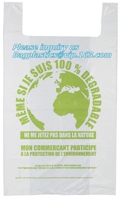 Singlet Vest Carrier Plastic Biodegradable Shopping Bag With EN13432 Certificated, Vest Carrier Plastic Shopping Bags