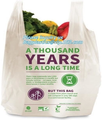 Singlet Vest Carrier Plastic Biodegradable Shopping Bag With EN13432 Certificated, Vest Carrier Plastic Shopping Bags
