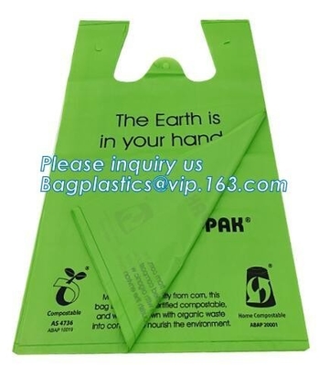 Factory Supply 100% Biodegradable T-Shirt Garbage Bag,Corn Starch Plastic Compostable Trash Bag Compostable Biodegradabl