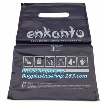 compost die cut bag PE plastic store handle shopping bag with customed printing, die cut handle plastic bag,plastic die