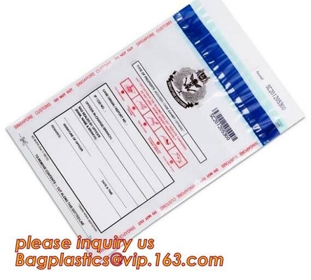 Tamper Evident Security Bank Deposit Bag tamper proof security bag, Self-adhesive poly bank locking security bags, bagpl
