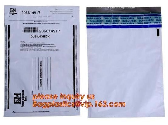 Tamper Evident Security Bank Deposit Bag tamper proof security bag, Self-adhesive poly bank locking security bags, bagpl