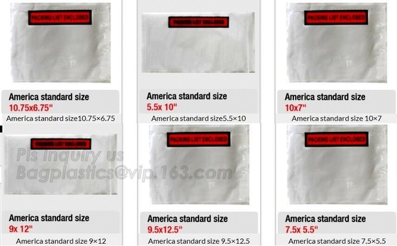 PE Packing List Envelope / mail lite bags, 7" x 5-1/2" Packing List Envelope "PACKING LIST ENCLOSED" Full Face Top Loadi