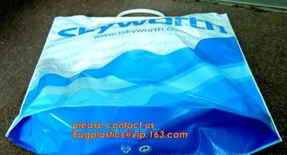 Heavy Duty Customized Printing Rigid Snap Handle Hard Plastic Bag,LDPE Rigid Handle Personal Belonging Bag bagplastics