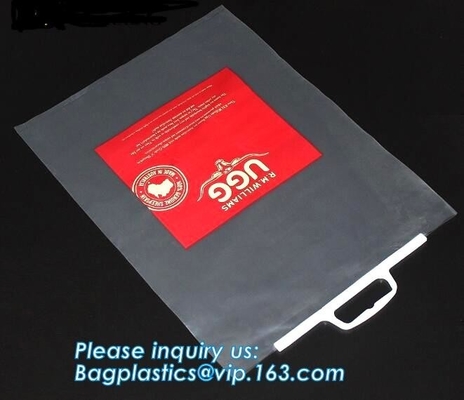 Customized Printing And Size Rigid Snap Handle Bag/Rigid Handle Plastic Bag/Handle Polybag,Rigid Snap Loop Handle Plasti