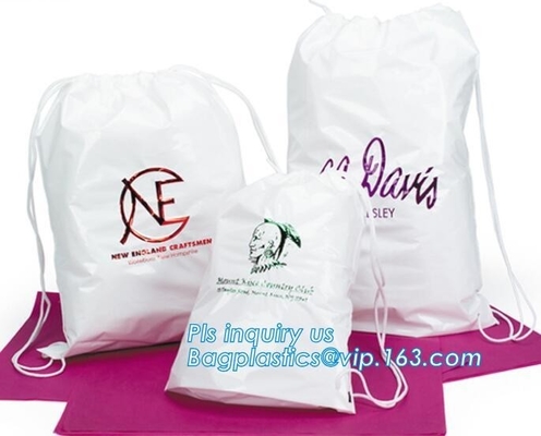 Biodegradable Hotel packaging clothes for laundry plastic bag Customized Poly Plastic Drawstring customed Hotel Plastic