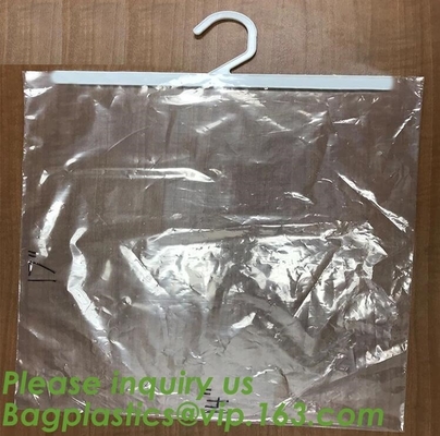 Biodegradable Self Adhesive Zipper Hanger Hook Bags For Garment, Underwear Hanger Hook Zipper Bags