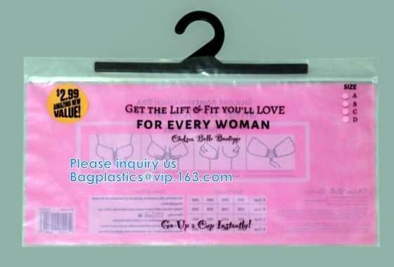 Swimwear Packaging Pouch With K Top, Gusset Bag Bikini Zipper Packaging Bags, Hanger Hook Underwear
