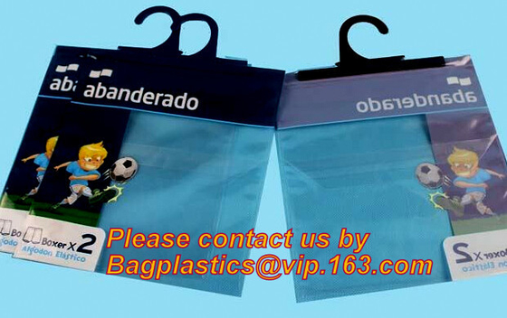 VINYL HANGER HOOK BAGS, UNDERWEAR PACKING, HANGER HOOK, HANGER ZIPPER BAGS, HANGER SLIDER BAGS