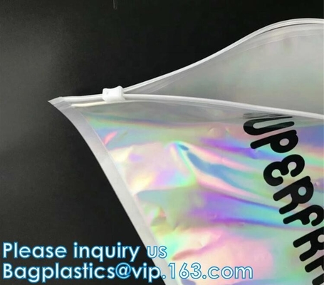 Metallized Slider Zipper Mailer pack Hologram Shiny Foil Glamour Holographic Mailers Metallic Apparel garment clothes