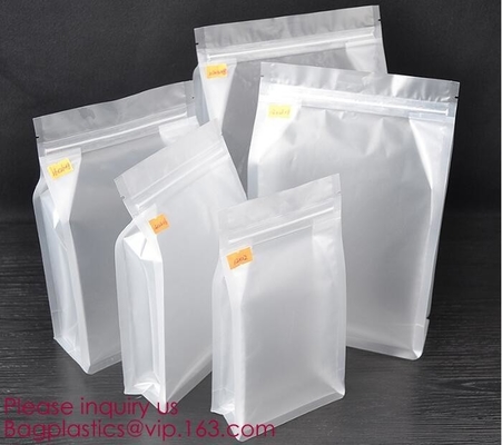 Biodegradable stand up foil zipper bag side gusset bags square block flat bottom k packaging pouch bagease bagplas