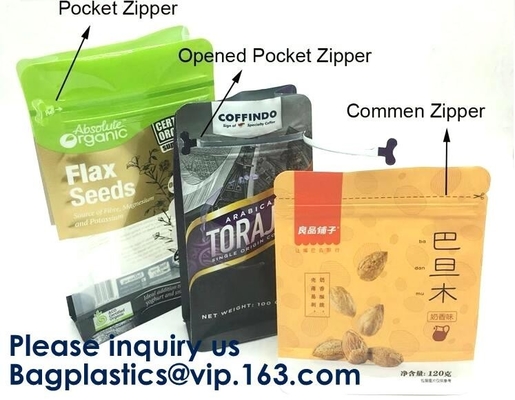 Gold Print Laminated Stand Up With Zipper Aluminum Foil Pouch,Organic Foods/Cosmetics/Organic Baby Food/Coffee Packaging