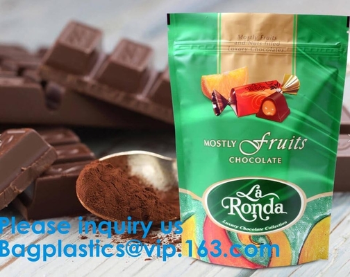 Choco, Chocolate pouch, Custom Printed 1/8oz 1/4oz 1/2oz 1oz 3.5 Gram k CBD Gummies Packaging Mylar Pouch Bag