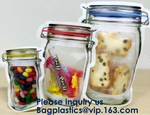 Customized Bottle Shaped Pouch /Shaped Pouch Bags,Plain Color Stand Up Pouch Bags With k,Top Handle Grip Seal Holo