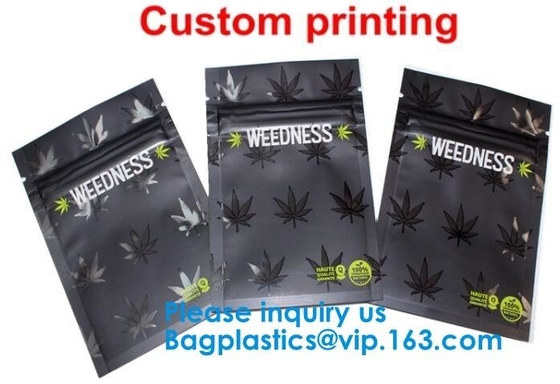 Custom Label Printed 0.5g 1g 2g Black Matte Smell Proof Aluminum Foil k Zipper Bag Smell Proof Bag Child Proof Myl