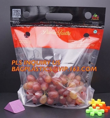 Fruits packaging bag/Grapes plastic bag with k, Air Holes Zip Handle Plastic Bags, bag with vent holes for Grape a