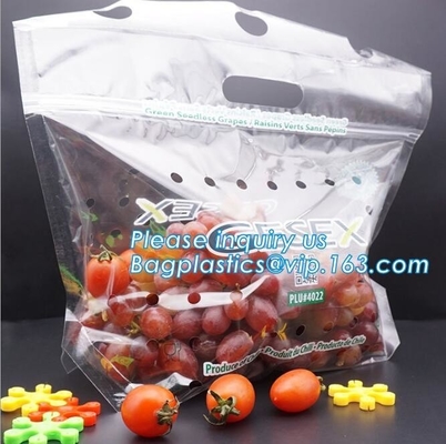 LDPE k aseptic grape bag,cherry bag,fruit bag with hole/slider k fruit bag with air holes for grape packagin