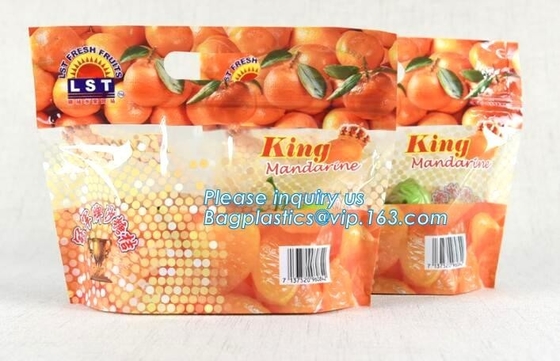 fresh fruit packaging bag with holes/OPP/CPP transparent standing fresh fruit bag with holes,  slider storage bag/