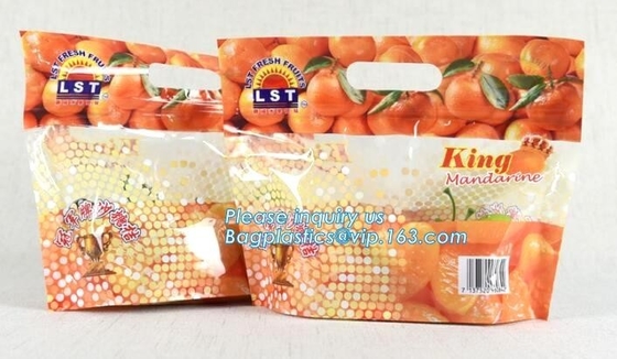 fresh fruit packaging bag with holes/OPP/CPP transparent standing fresh fruit bag with holes,  slider storage bag/