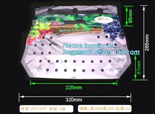 k packaging pouch with vent hole and handle, grape bag/mango bag/fruit vegetable slider, Slider Zip Lock Zipper Fr