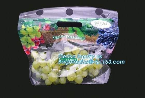 k packaging pouch with vent hole and handle, grape bag/mango bag/fruit vegetable slider, Slider Zip Lock Zipper Fr