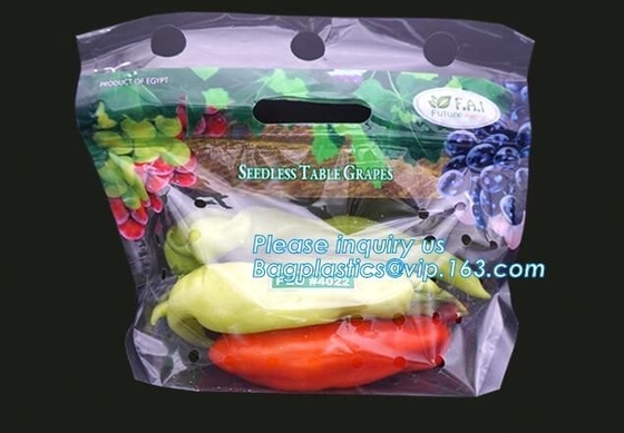 k packaging pouch with vent hole and handle, grape bag/mango bag/fruit vegetable slider, Slider Zip Lock Zipper Fr