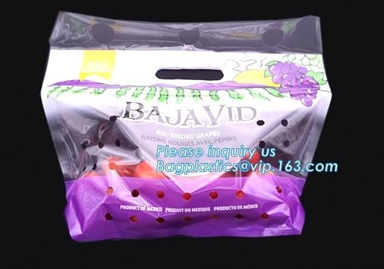 Fruit packaging moistureproof custom slider lock zipper bag, Transparent PVC Fruits Storage Bag, Food Safe Slider Closur