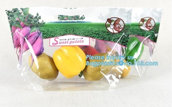 slider zip lock packaging fruit bag for cheery and grape, Vegetable refrigerate used resealable k packaging bag