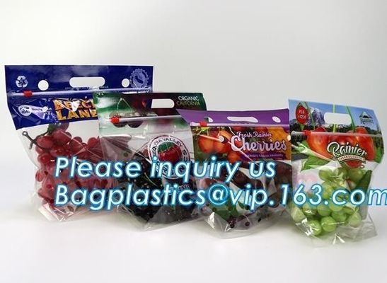 reusable clear printed zippered storage slider bag for vegetables and fruits, recyclable fresh fruit packaging k w
