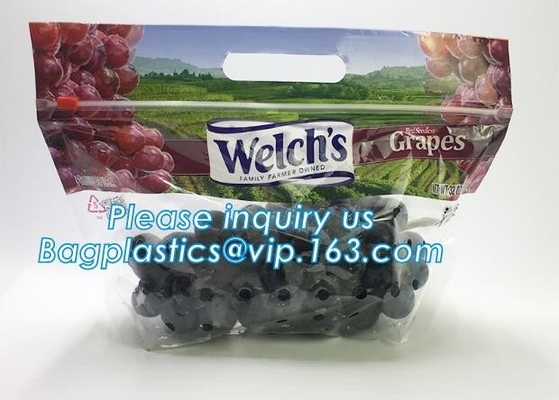 packing bag  slider storage bags with white block, Perforated Standup Bags for Fresh Fruit with Cheap Price, zippe