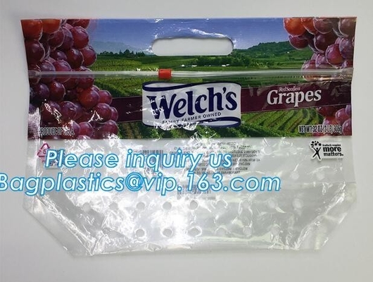 packing bag  slider storage bags with white block, Perforated Standup Bags for Fresh Fruit with Cheap Price, zippe