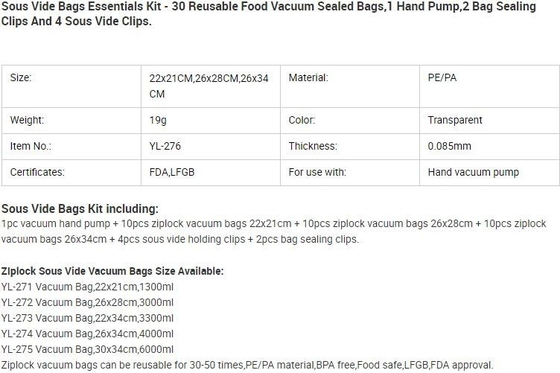 Disposable Transparent Vacuum Sealer Food Storage Plastic Packaging Roll Bag for Food Sealed, Textured Food Freshness St