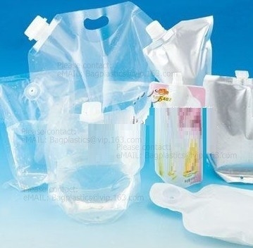 Spouted flexible foldable water bag with carabiner for running, flexible printing and lami