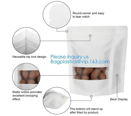 Reusable Zip Lock Paper Pouches With Matte Window And Tear-Away Notch For Multi-Purpose Storage